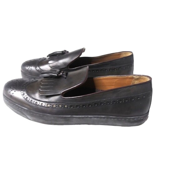Vintage Bruno Magli Oliverio Wingtip Shoes Sport Slip-On Black Leather 10 M main image 5
